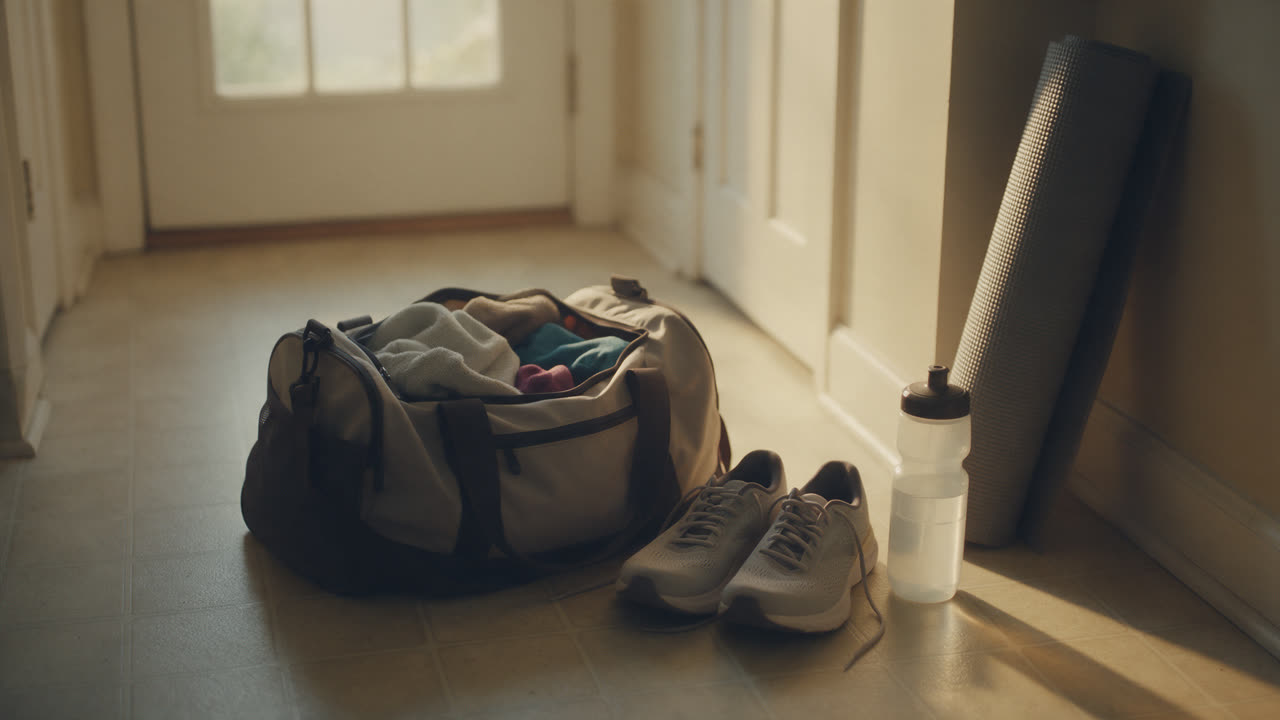 Unbenutzter Planer, noch mit Gummiband verschlossen, auf dem Schreibtisch, spätabends